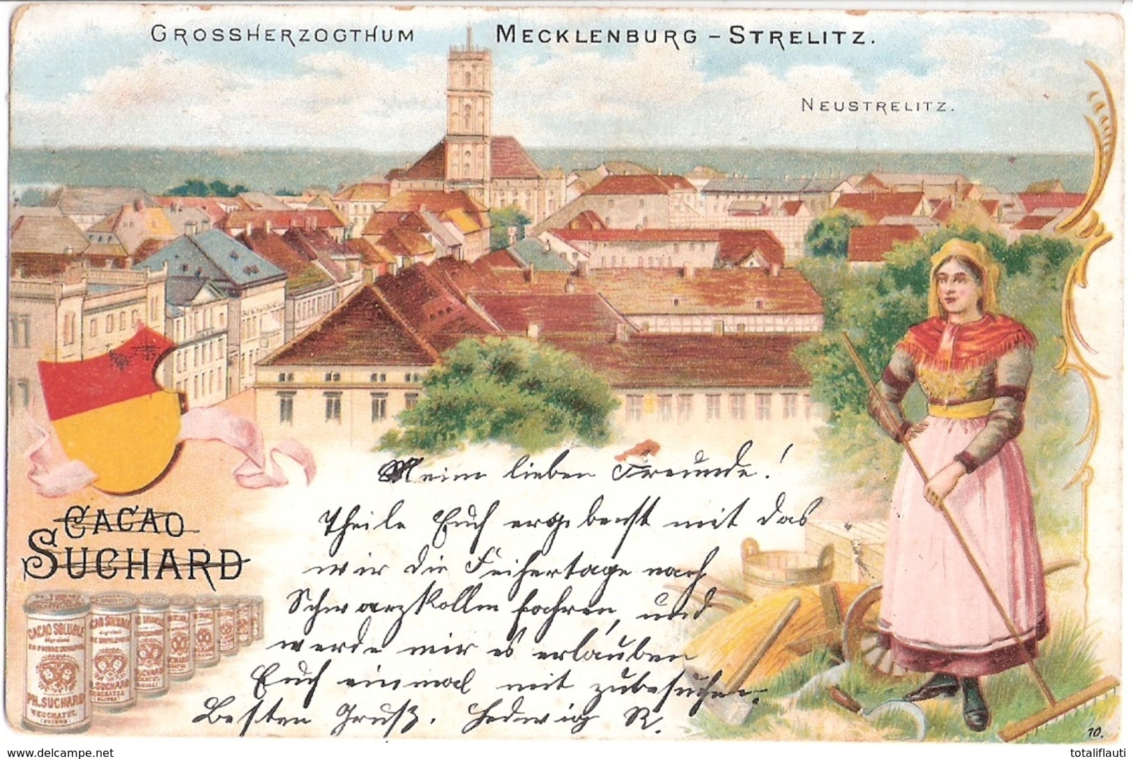 Großherzogtum Mecklenburg STRELITZ CACAO SUCHARD Reklame Neustrelitz 16.5.1902 Gelaufen - Neustrelitz