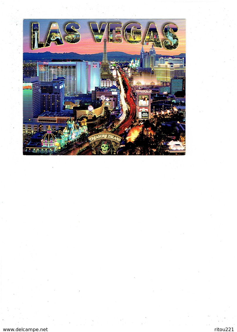 Cpm - Las Vegas - Lettre Alphabet Multivues - Tour Eiffel - The Mirage Treasure Island Tête De Mort - Las Vegas