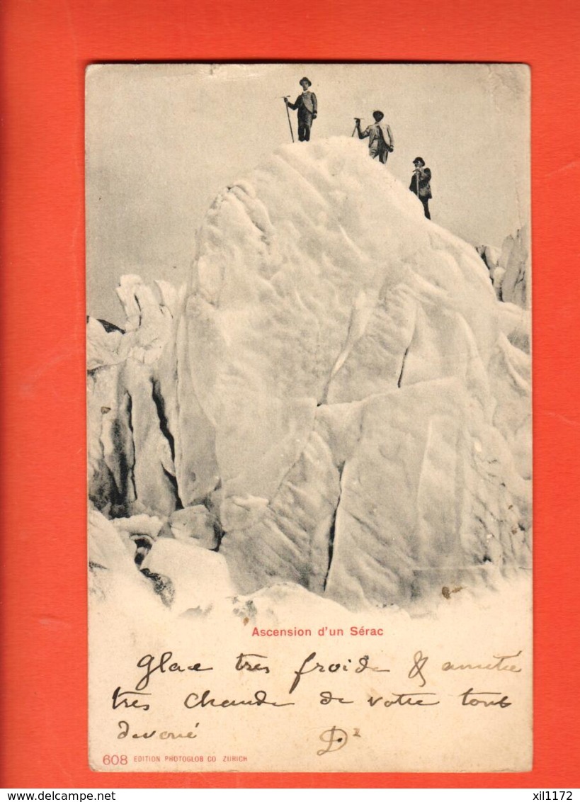 TSN-38 Ascension D'un Sérac, Cordée D'alpinistes. Phototypie 608 Circulé 1904 Précurseur - Alpinismo