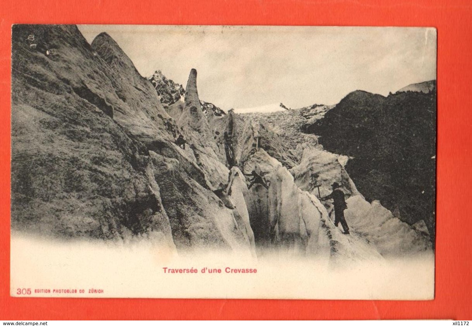 TSN-41 Traversée D'une Crevasse  Cordée D'alpinistes. Photoglob 305   Circulé 1912 - Alpinisme