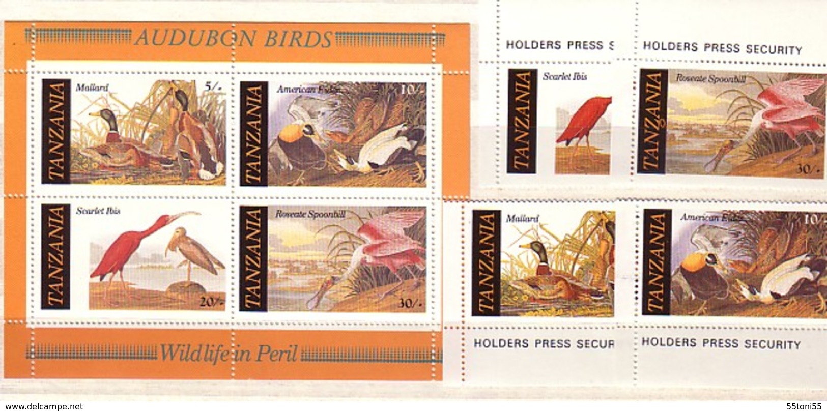 1986 TANZANIA  Fauna - BIRDS Mi-315/18 + Bl. 55,  4 V+ S/S - MNH - Otros & Sin Clasificación