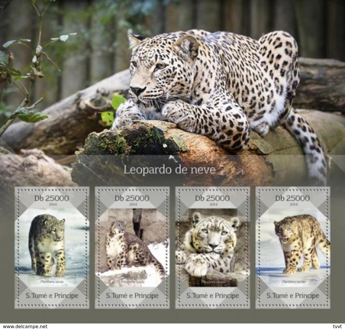 Sao Tome And Principe, 2014. [st14416] Snow Leopard (s\s+bl) - Raubkatzen