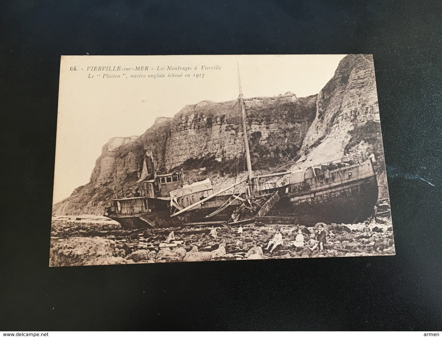 Cpa 14 CALVADOS Vierville  Sur Mer - Les Naufrages -le "Plaston " Navire Anglais 1917 - Autres & Non Classés