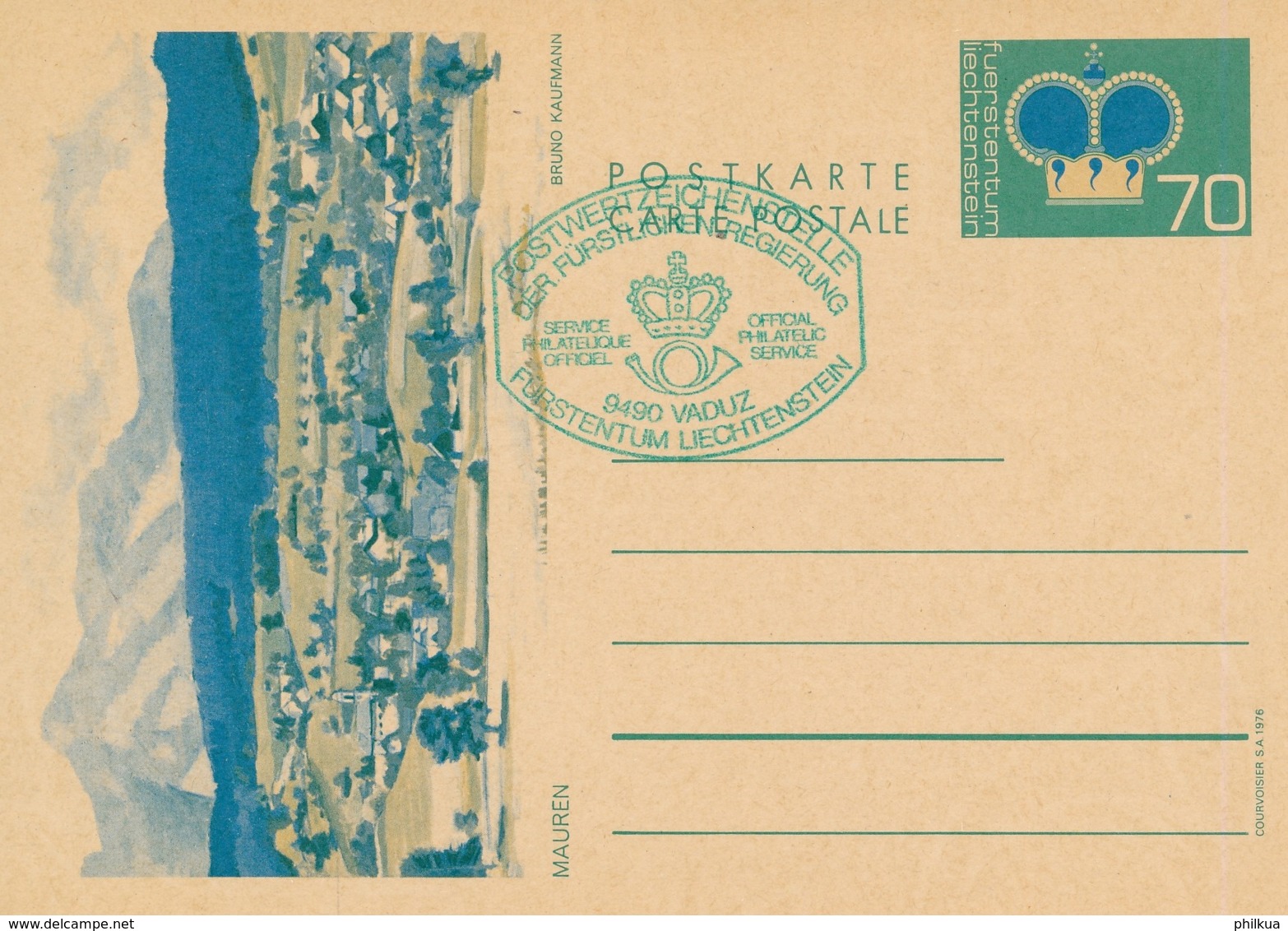 Michel P81x Bildpostkarte Mauren - Grüner Zusatzstempel Official Philatelic Service - Interi Postali