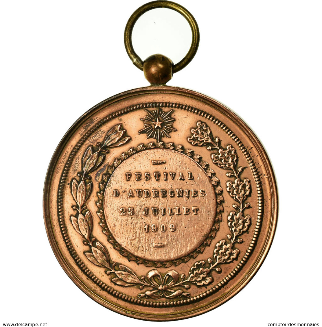 Belgique, Médaille, Léopold II, Musique, Festival D'Audregnies, 1909, TTB - Autres & Non Classés