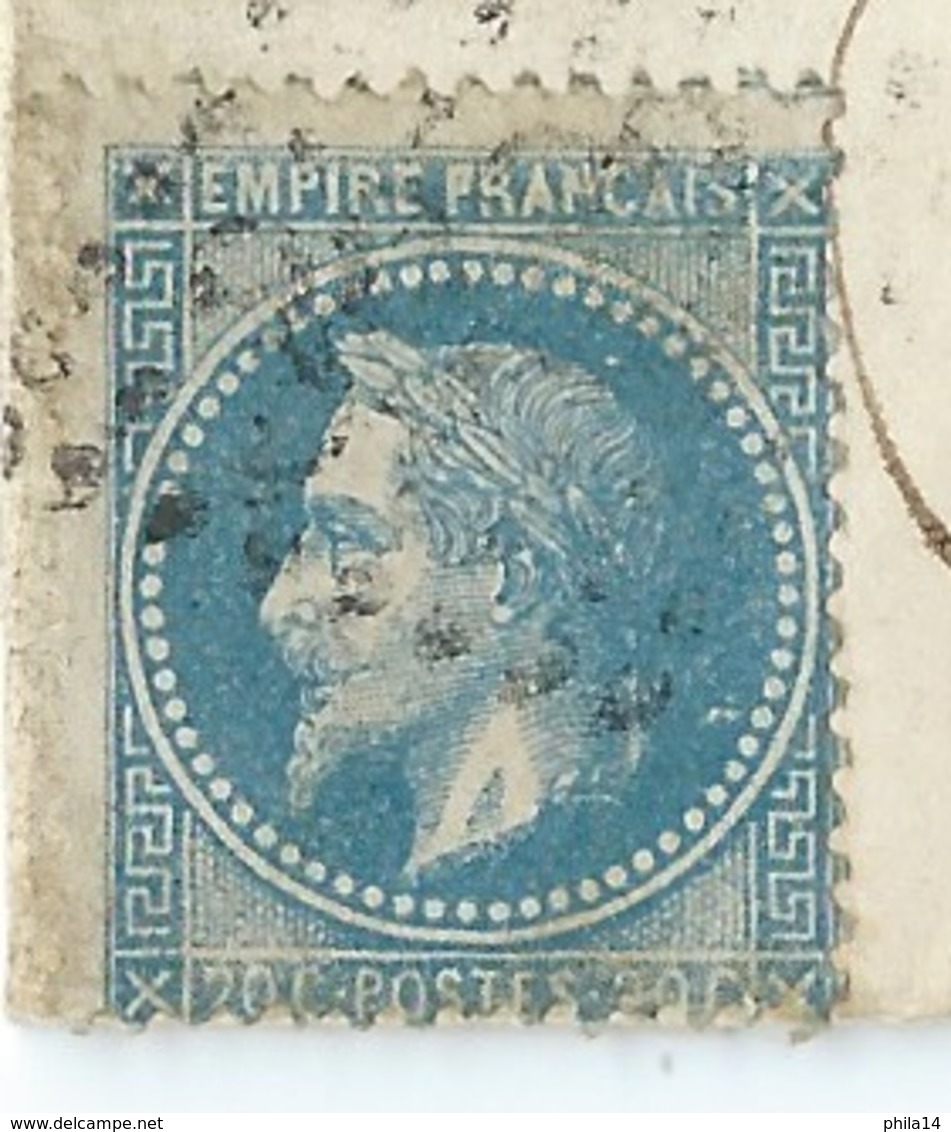 N°29 BLEU NAPOLEON SUR LETTRE / TOULOUSE POUR ROQUECOURBE 1870 - 1849-1876: Période Classique