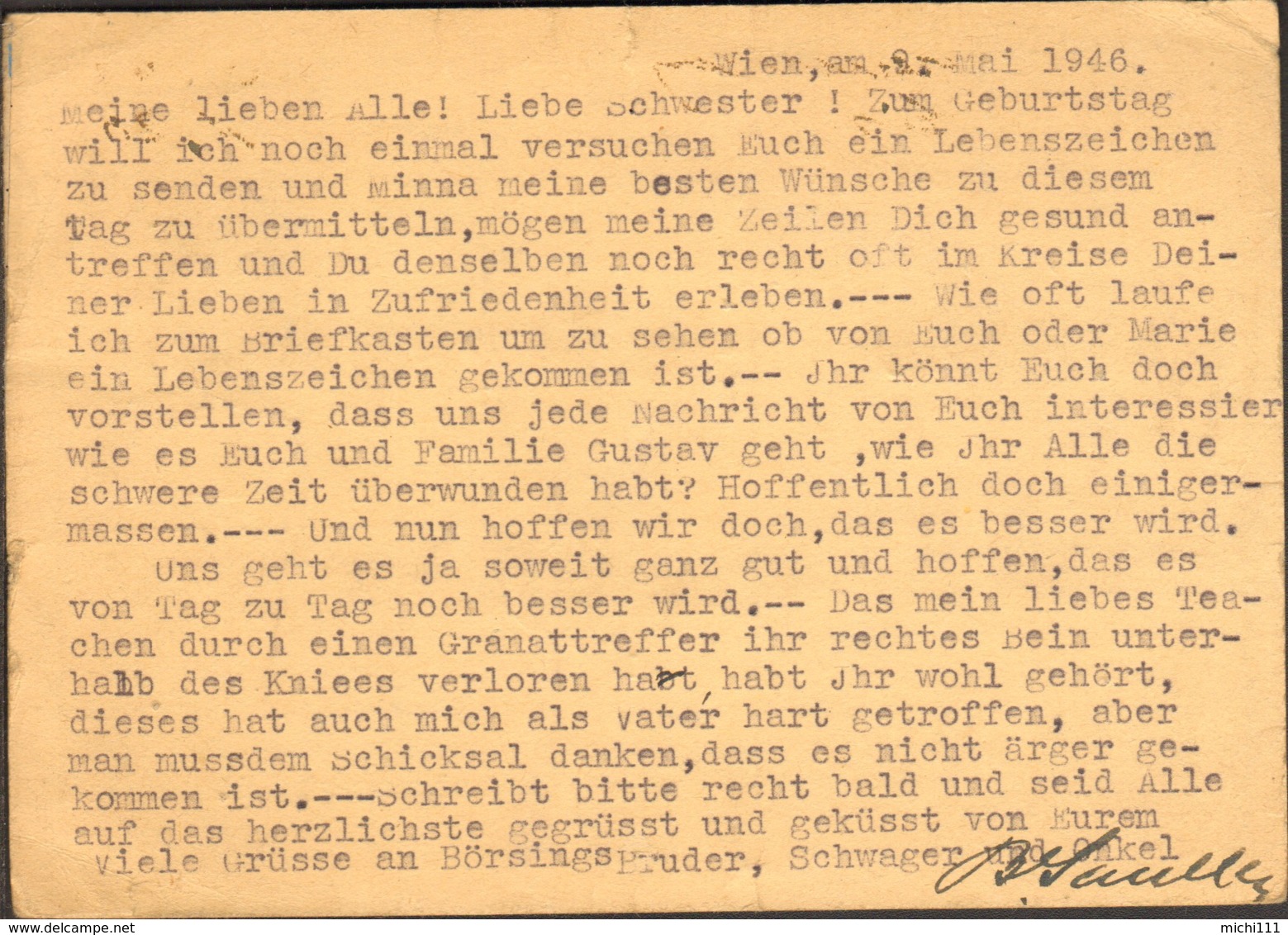 Österreich Auslandspostkarte 1946 Mit 30 G Landschaften Aus Wien 89 Nach Hannover Zensurstempel - Briefe U. Dokumente