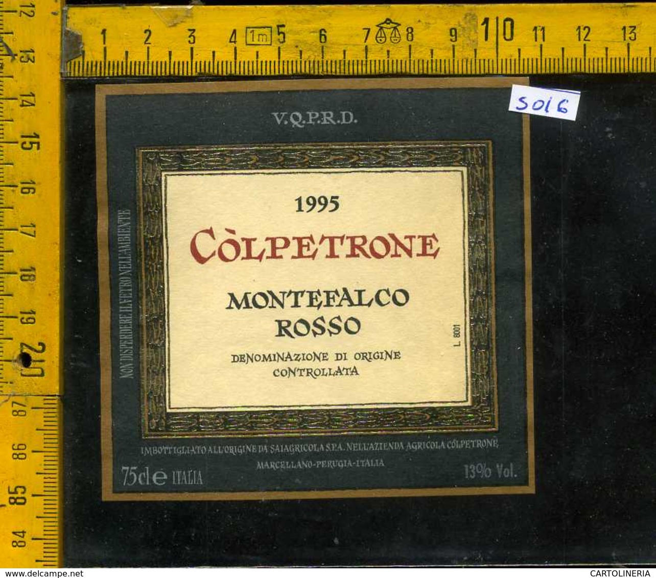 Etichetta Vino Liquore Montefalco Rosso 1995 Còlpetrone - Marcellano PG - Altri & Non Classificati