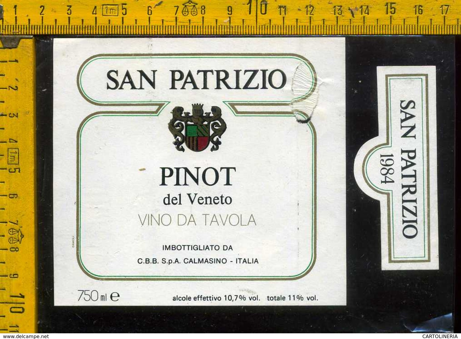 Etichetta Vino Liquore Pinot Del Veneto 1984 S. Patrizio - Calmasino VR (piccolo Difetto) - Altri & Non Classificati