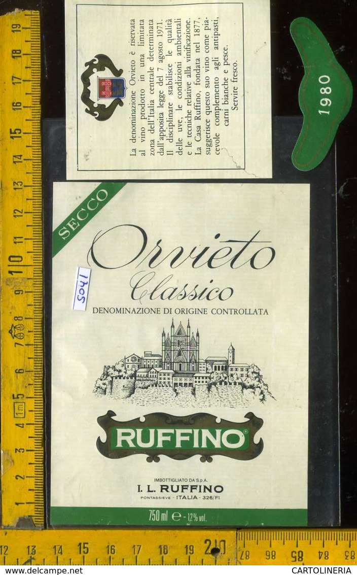 Etichetta Vino Liquore Orvieto C. 1980 Ruffino - Pontassieve FI - Altri & Non Classificati