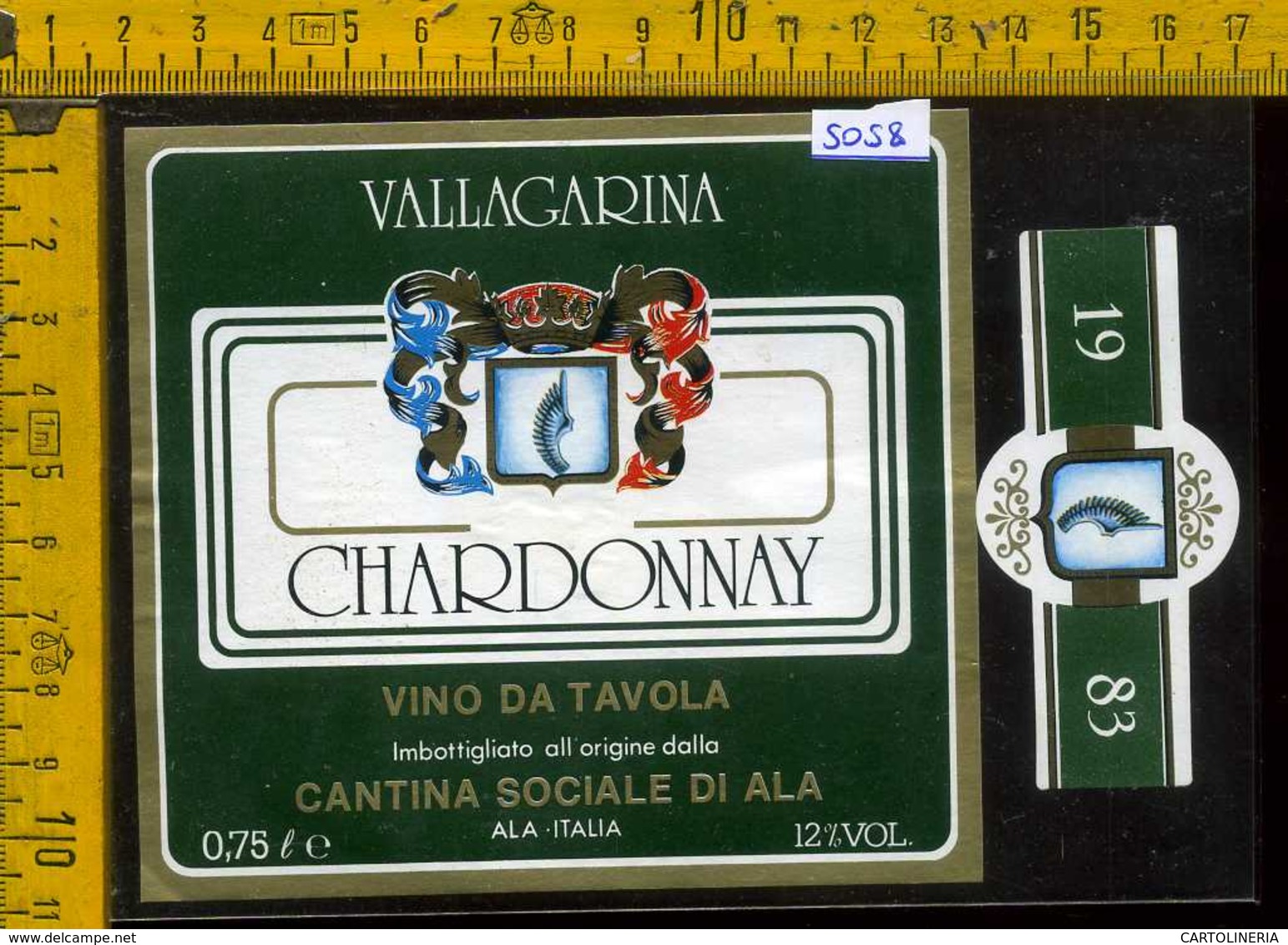 Etichetta Vino Liquore Chardonnay 1983 Vallagarina - Ala TN - Altri & Non Classificati