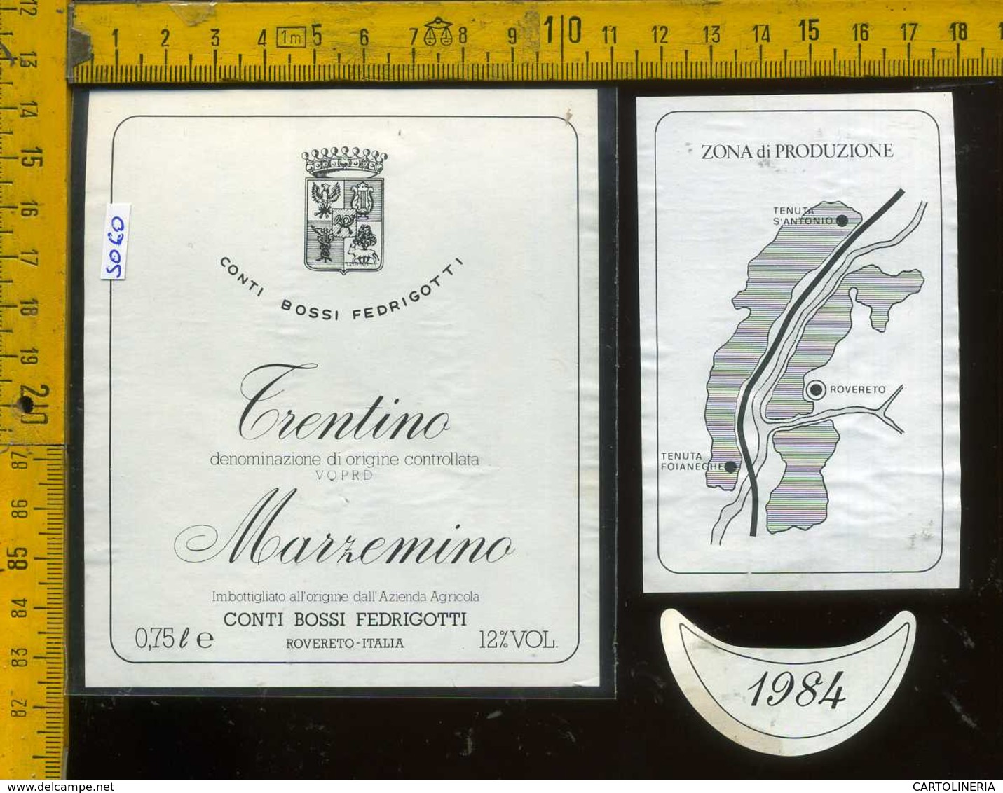 Etichetta Vino Liquore Marzemino 1984 Bossi Fedrigotti - Rovereto TN - Altri & Non Classificati