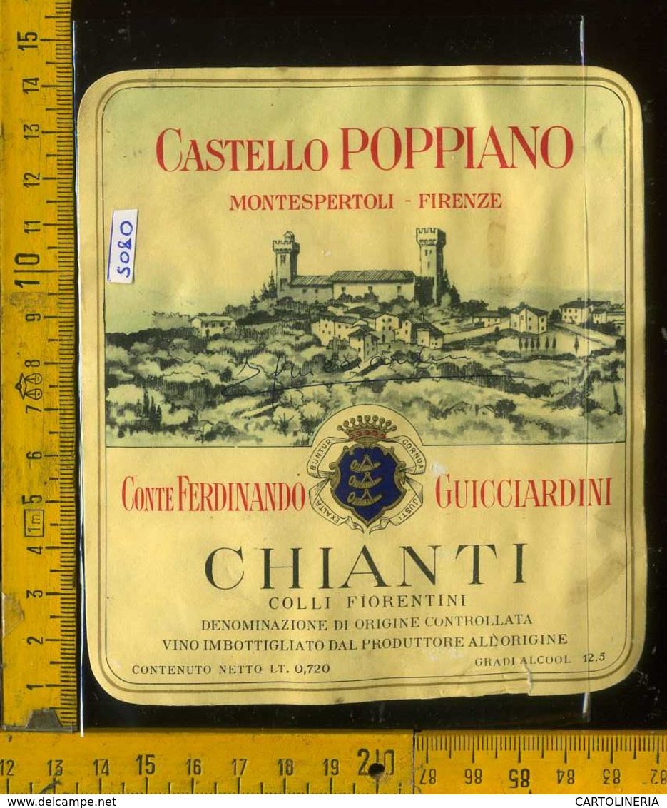 Etichetta Vino Liquore Chianti F. Guicciardini  - Castello Poppiano FI - Altri & Non Classificati