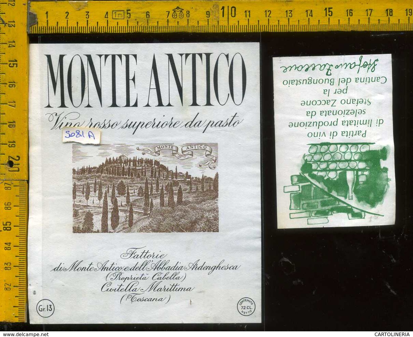 Etichetta Vino Liquore Rosso Superiore Monte Antico - Civitella Marittima GR - Altri & Non Classificati