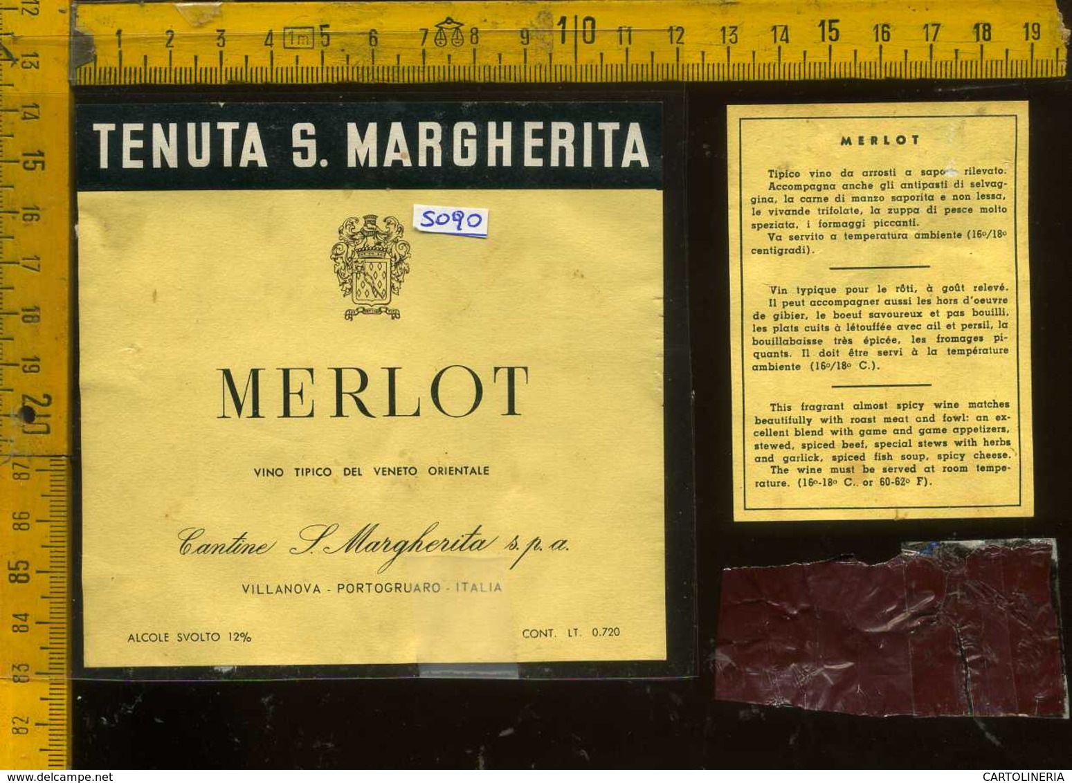 Etichetta Vino Liquore Merlot Tenuta S. Margherita - Portogruaro VE - Altri & Non Classificati