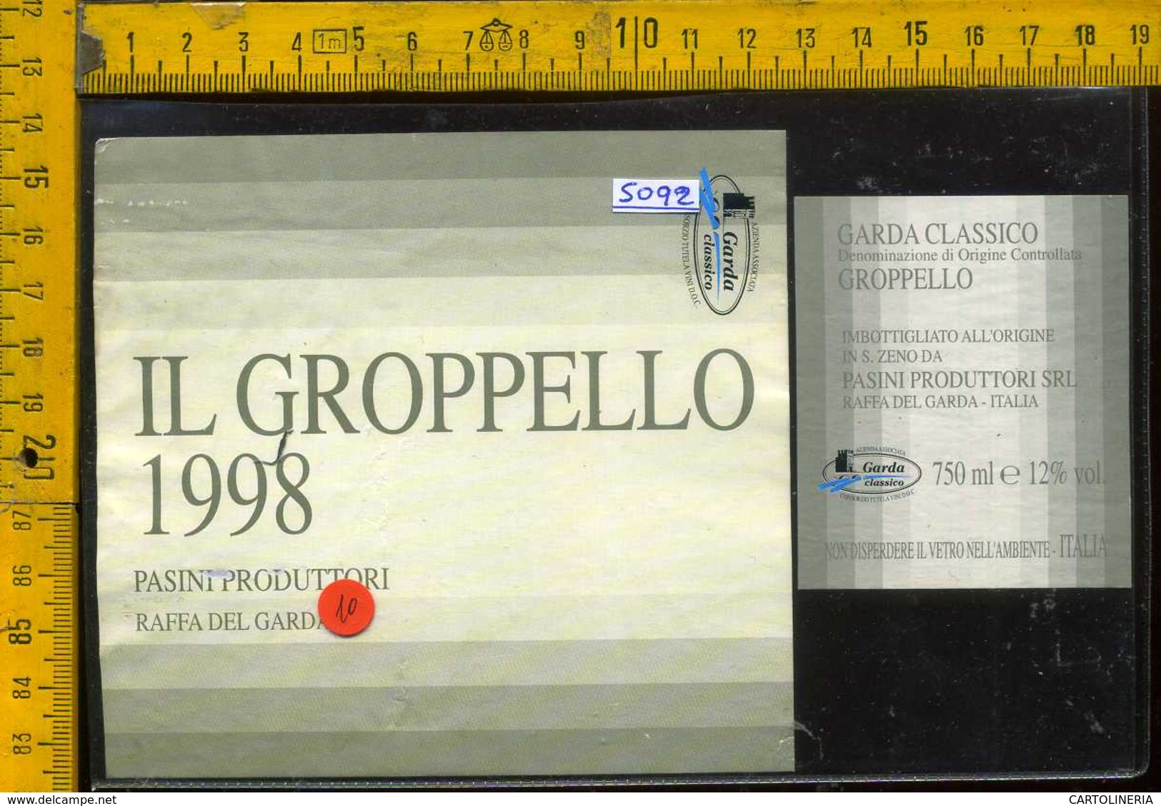 Etichetta Vino Liquore Il Groppello 1998 Pasini - Raffa Del Garda BS - Altri & Non Classificati