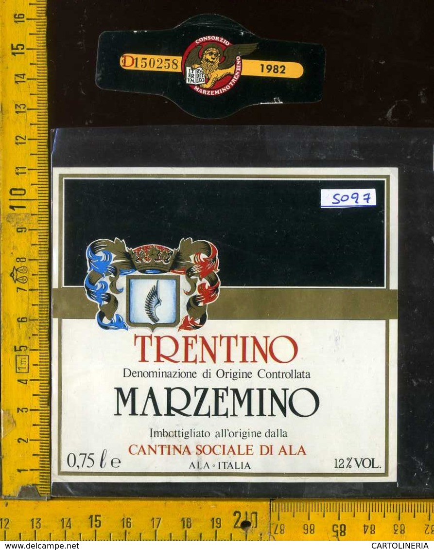Etichetta Vino Liquore Marzemino 1982 Cant. Sociale Di Ala TN - Altri & Non Classificati