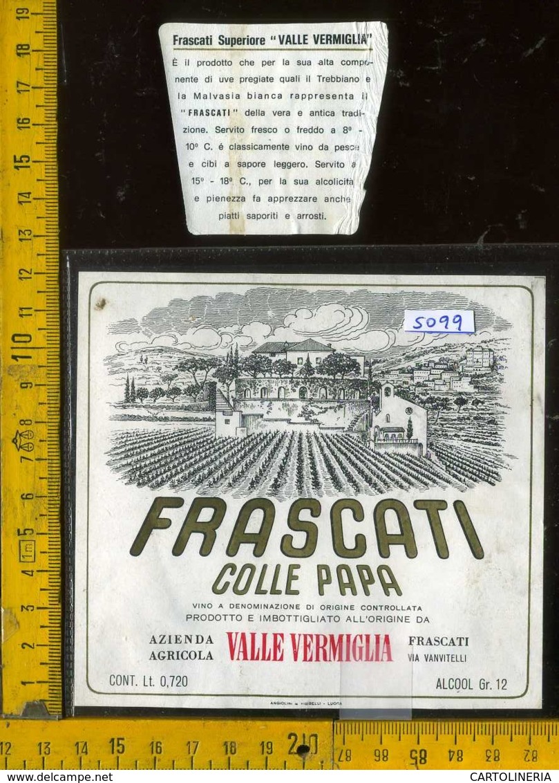 Etichetta Vino Liquore Frascati Colle Papa Valle Vermiglia - Frascati - Altri & Non Classificati