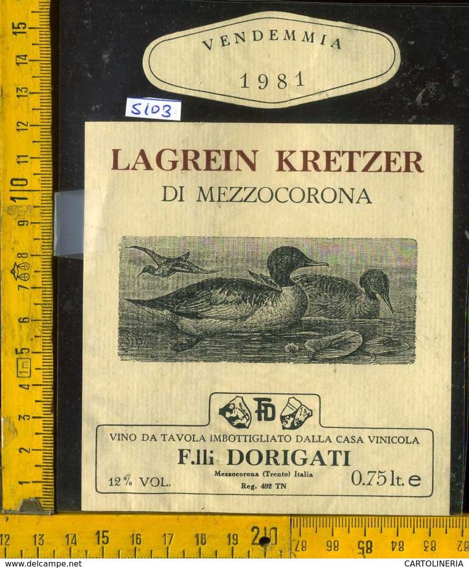 Etichetta Vino Liquore Lagrein Kretzer Di Mezzocorona 1981 F.lli Dorigati - TN - Altri & Non Classificati