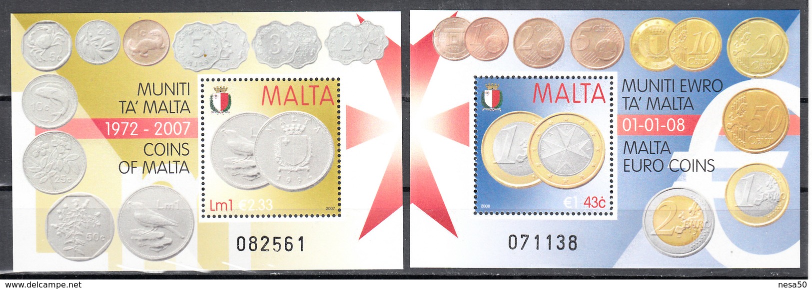 Malta 2007 / 2008 Mi Nr Blok 41 + 42, Munten, Coins, Postfris - Malta