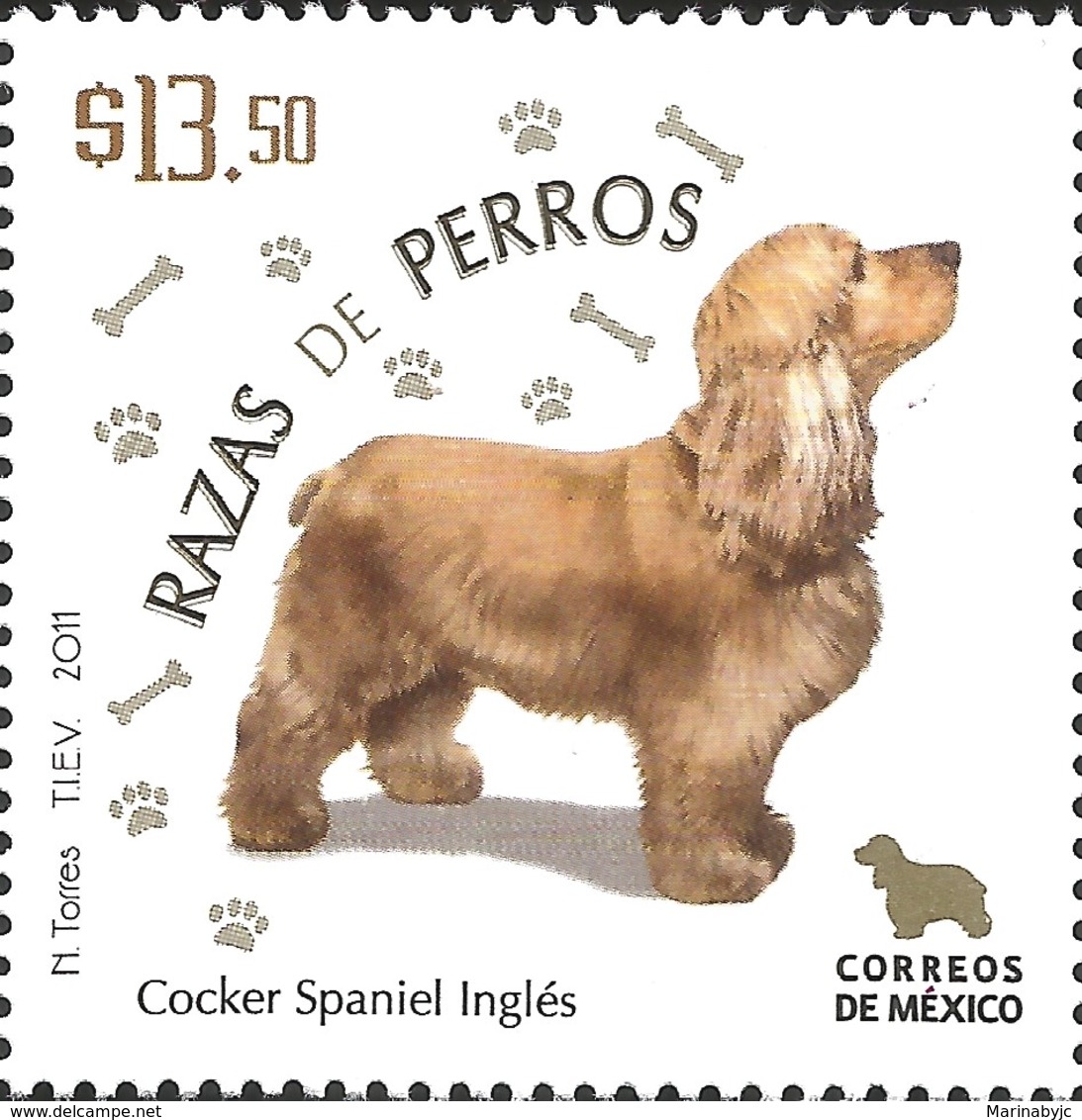 J) 2011 MEXICO, DOG RACE, COCKER SPANIEL INGLES, MNH - Mexico