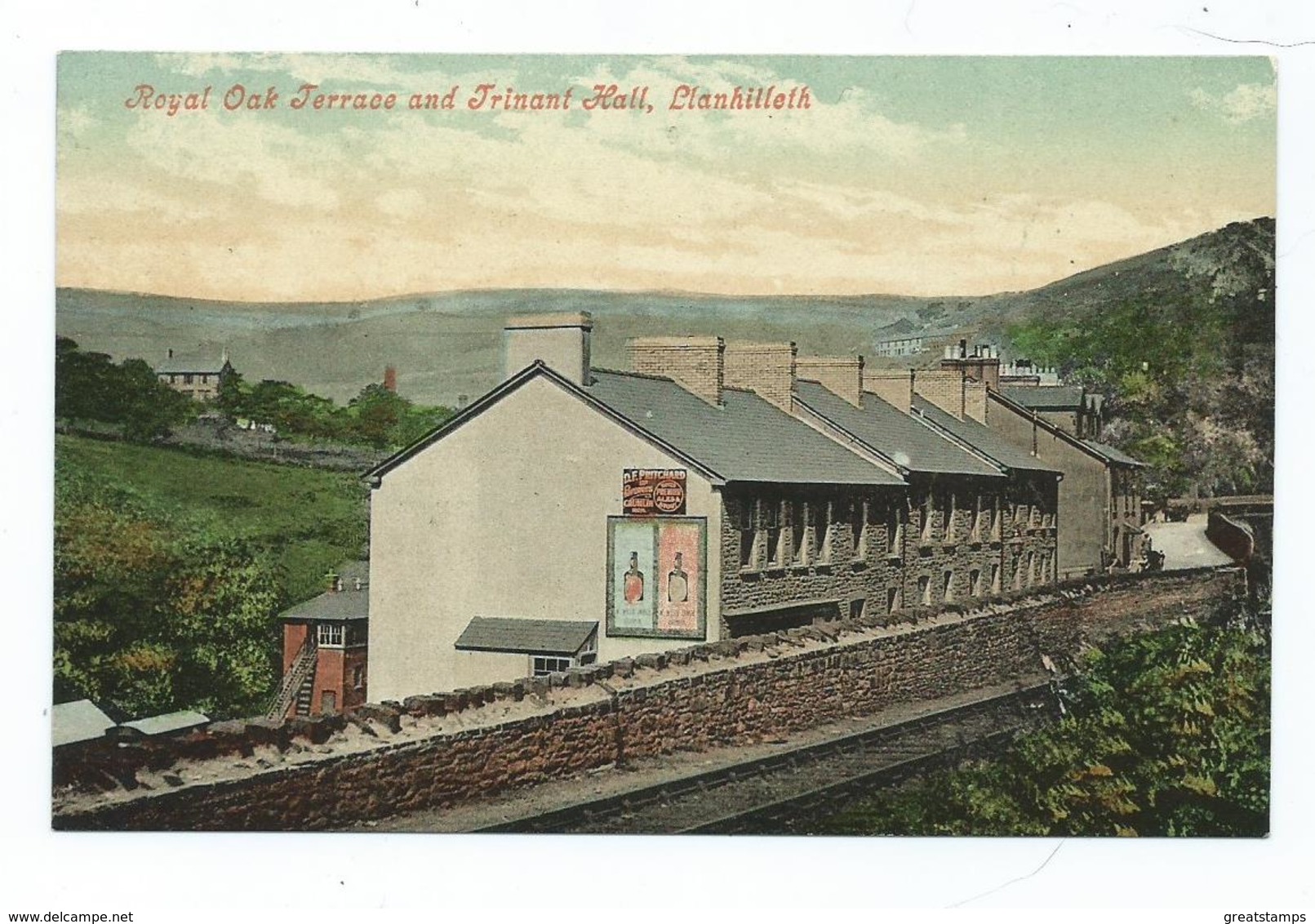 Postcard  Wales Llanhilleth The Royal Oak Terrace And Trinant Hall Railway Line.  Unused Monmouthshire   T.wares - Monmouthshire