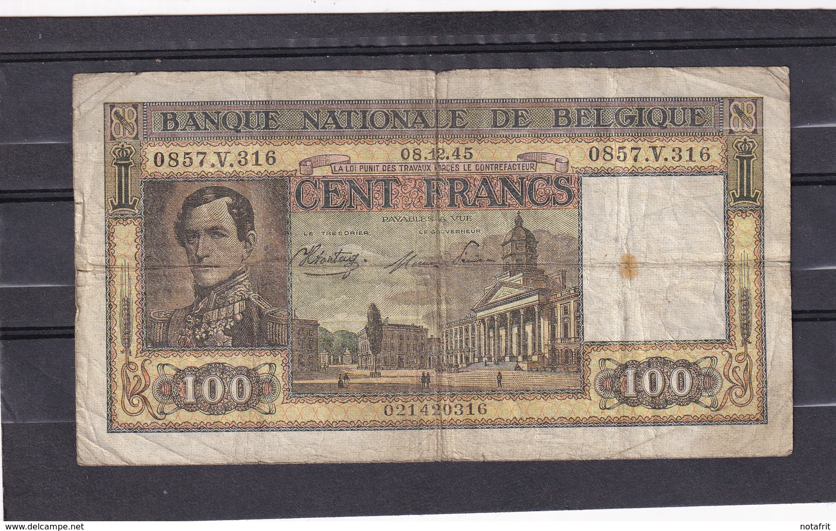 Belg 100 Fr 1945  F - 100 Francs & 100 Francs-20 Belgas