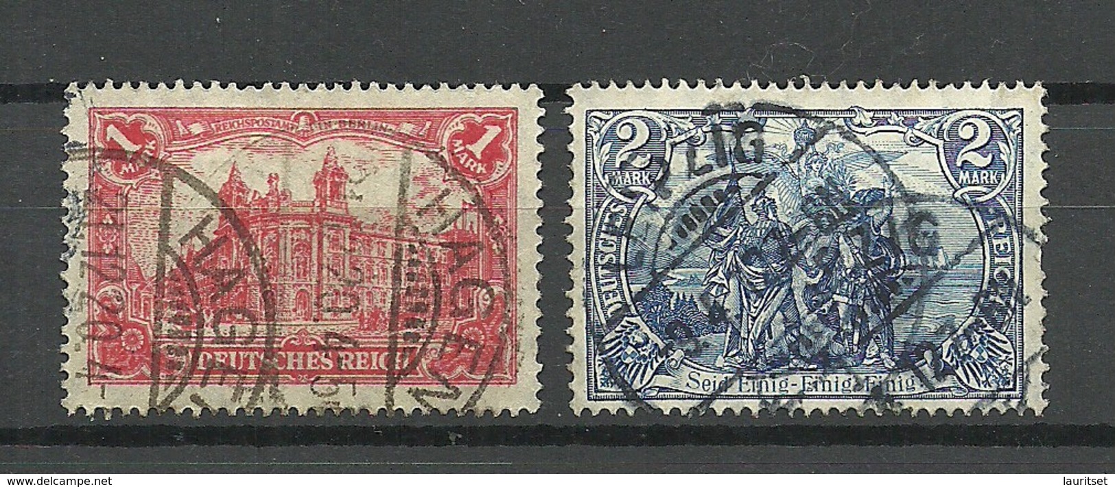 Deutsches Reich 1906/1917 Michel 94 - 95 A (26:17 Zähnungslöcher) O - Used Stamps