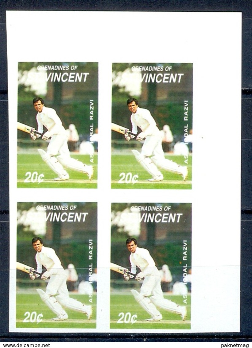 D79- St.Vincent Colour Proof Cricket. Pakistan Batsman Asif Iqbal. (PKR) - Unused Stamps