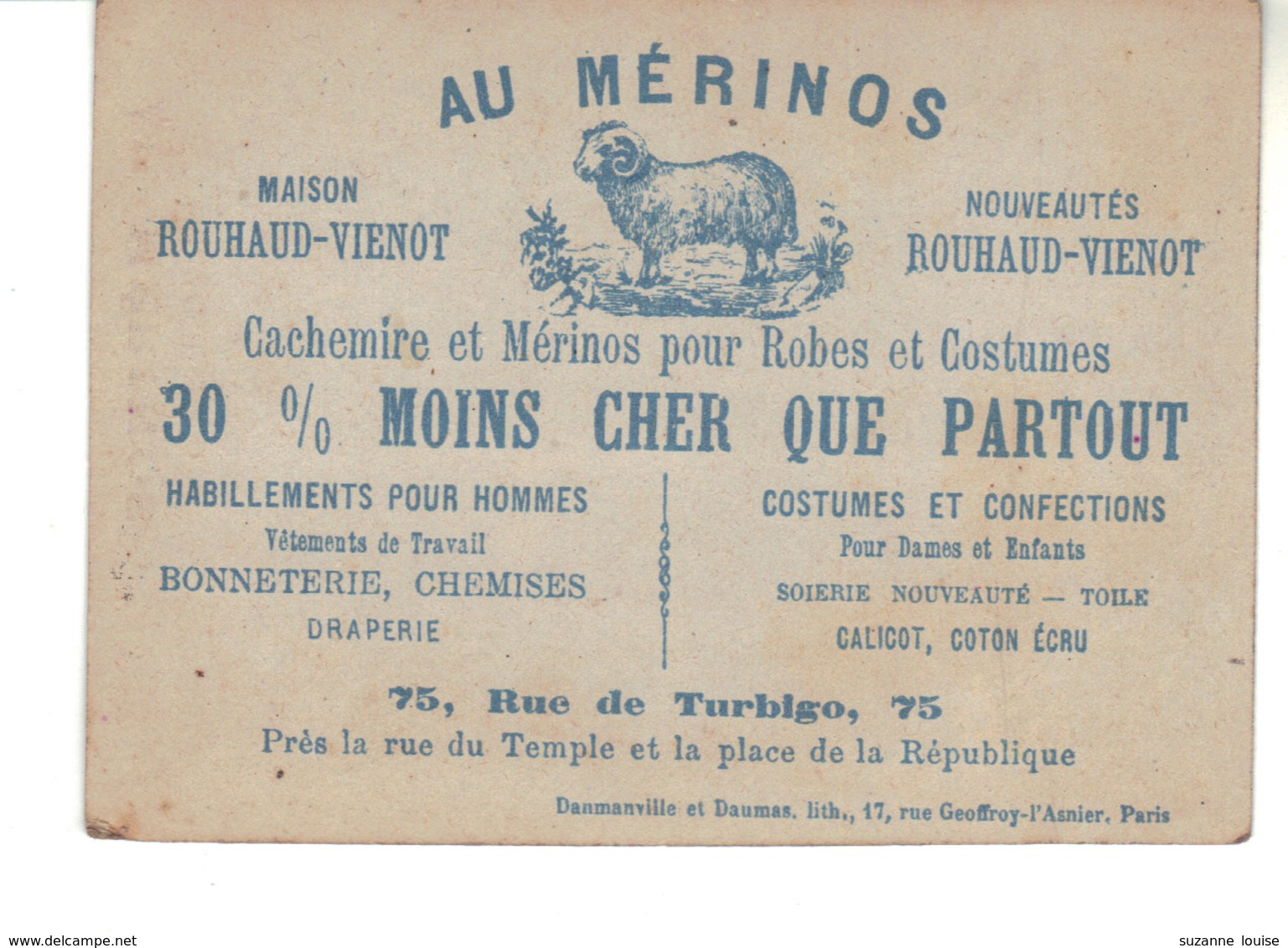 Chromo  "Au Mérinos"   Paris   -  Le Canada - Other & Unclassified