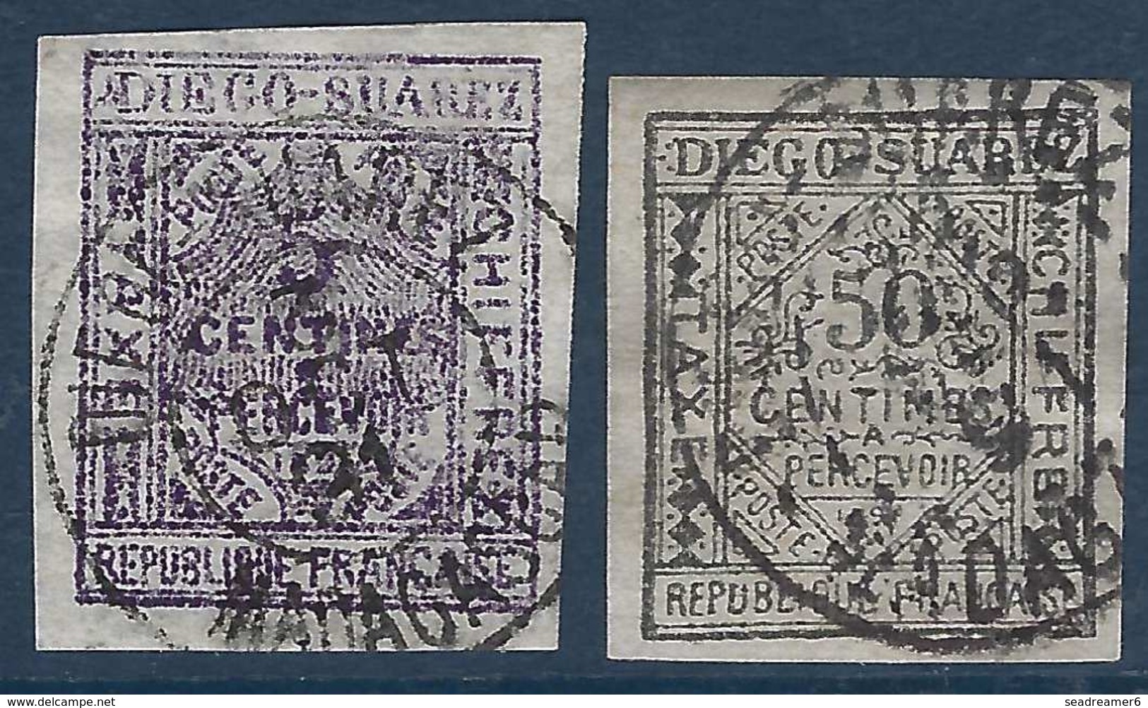 France Colonies Diego Suarez Taxe N°1 & 2 Oblitérés Superbe, Le N°1 Est Signé Behr - Used Stamps