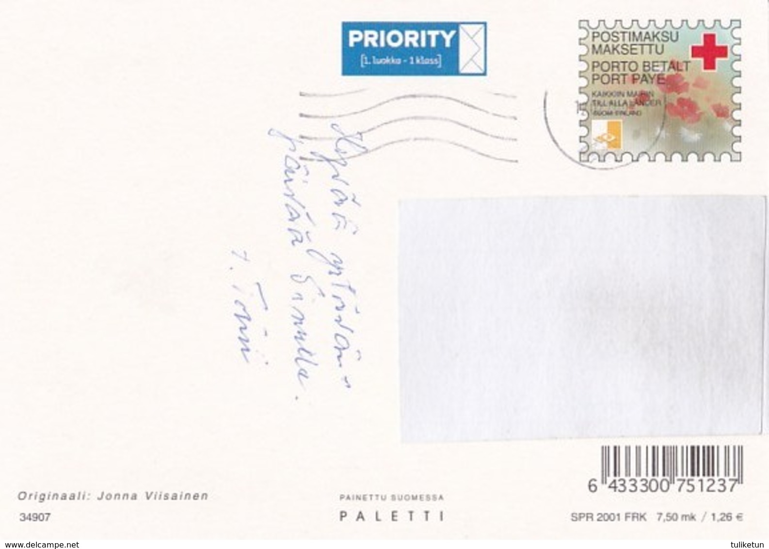 Postal Stationery - Hearts - Friendship - Red Cross - Suomi Finland 2001 - Postage Paid - Postal Stationery