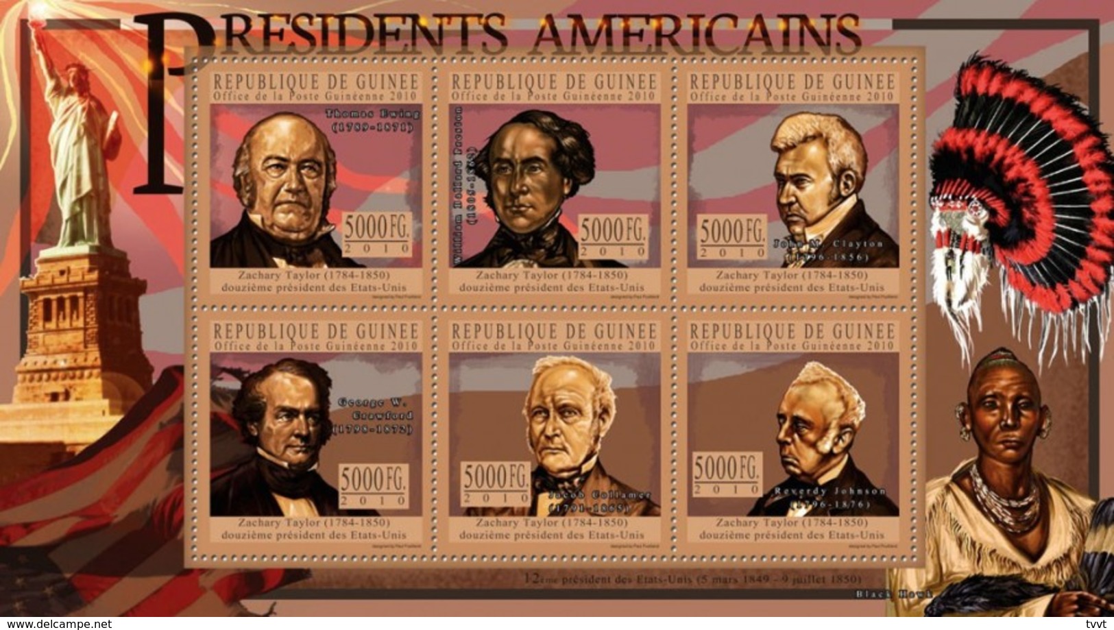 Guinea, 2010. [gu10501] US Presidents, Zachary Taylor (s/s+block) - George Washington