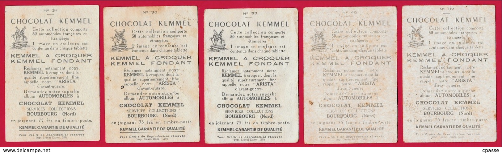 IMAGE Chocolat KEMMEL 59 BOURBOURG Nord (Lot De 9) Automobile Auto Voiture Car - Other & Unclassified