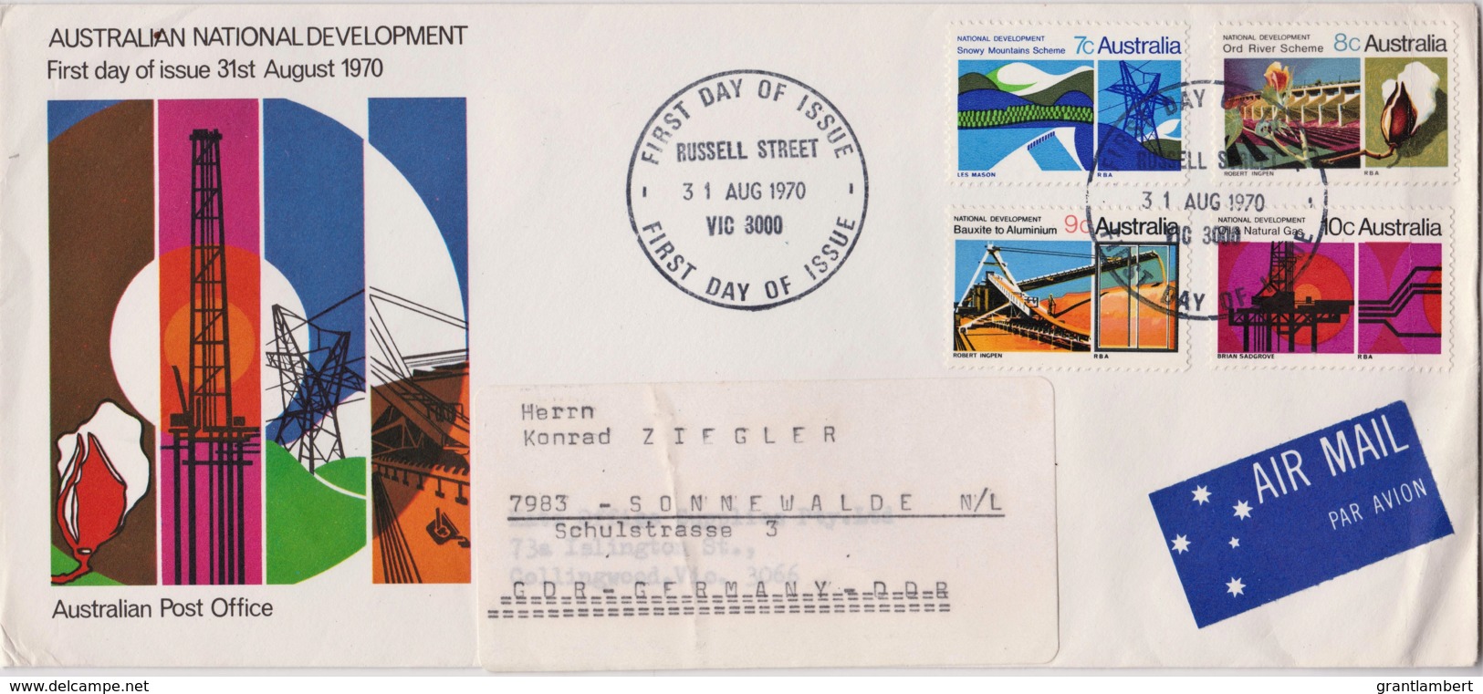 Australia 1970 National Development FDC, Posted To Germany - FDC