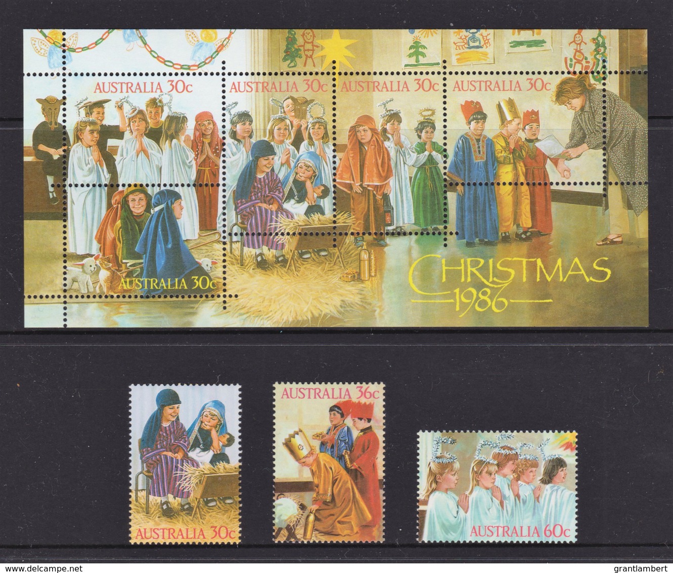 Australia 1986 Christmas Set Of 3 + Minisheet MNH - Mint Stamps