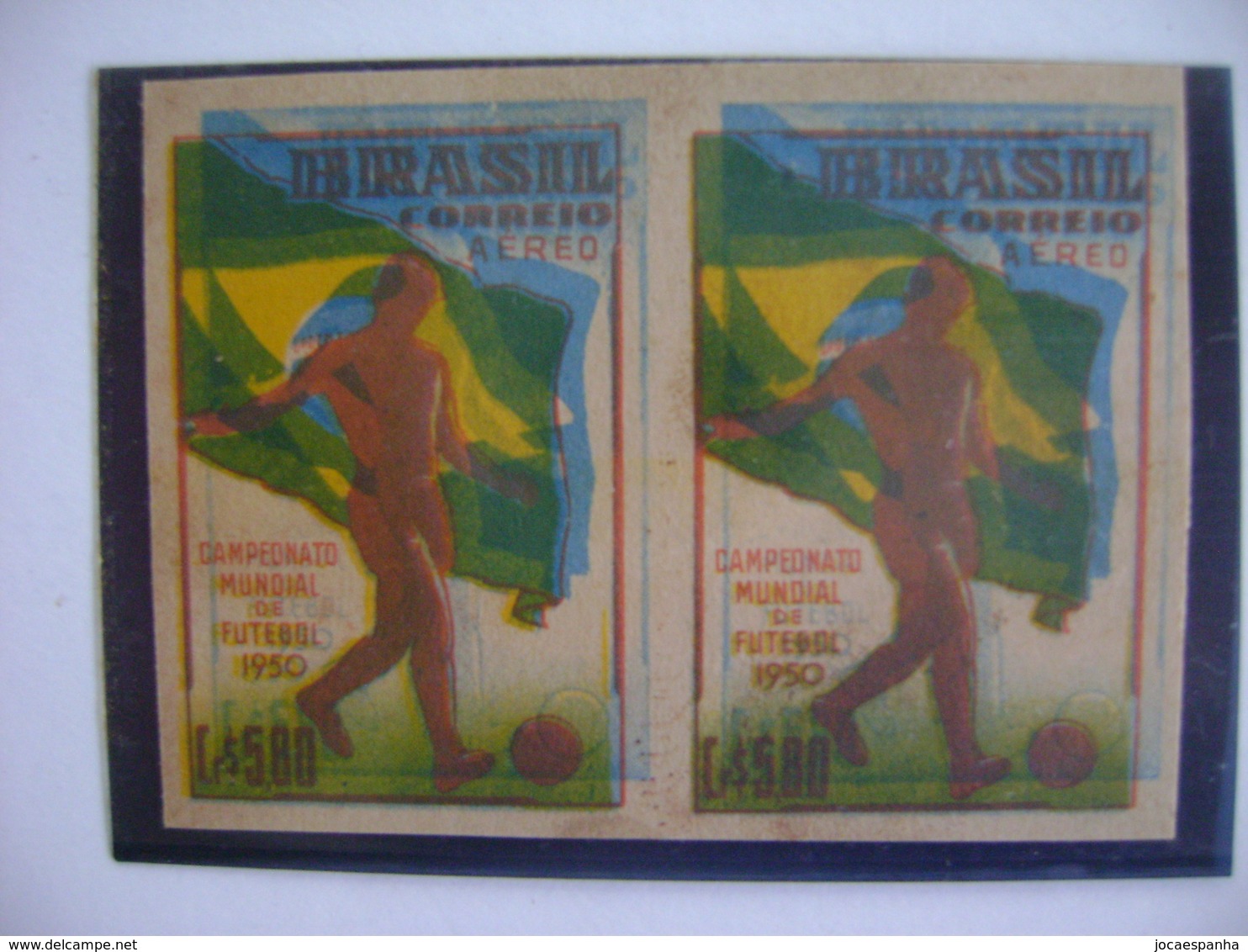 BRAZIL - PAIR PROOF THE AIR STAMPS OF THE WORLD CUP OF THE 1950 FOOTBALL WITH BLUE COLOR DISCOVERING IN THE STATE - 1950 – Brazilië