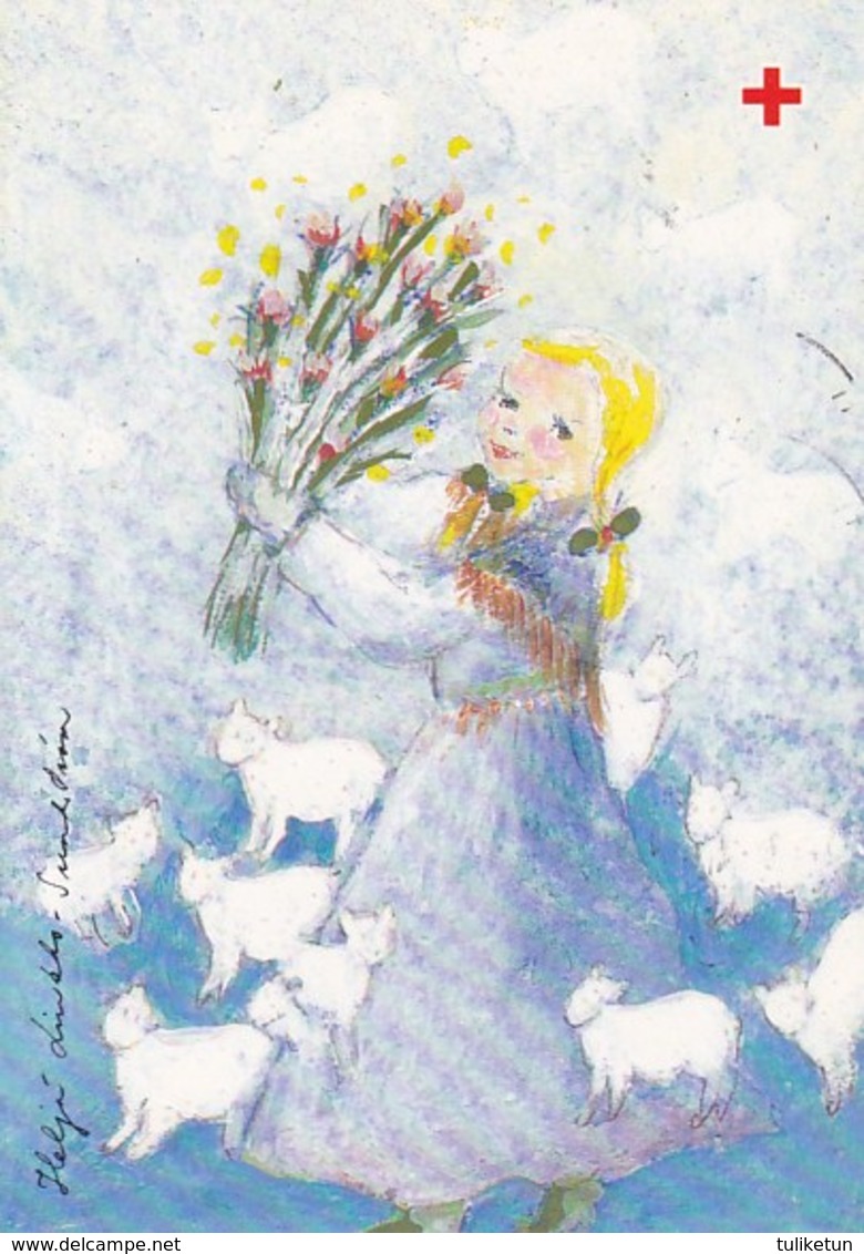 Postal Stationery - Girl Sheep Shepherd At Easter - Red Cross 1994 - Suomi Finland - Postage Paid - Postal Stationery