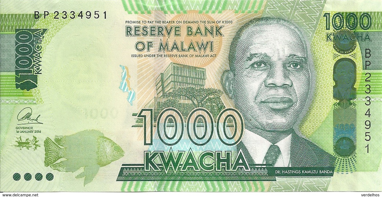 MALAWI 1000 KWACHA 2016 UNC P 67 B - Malawi