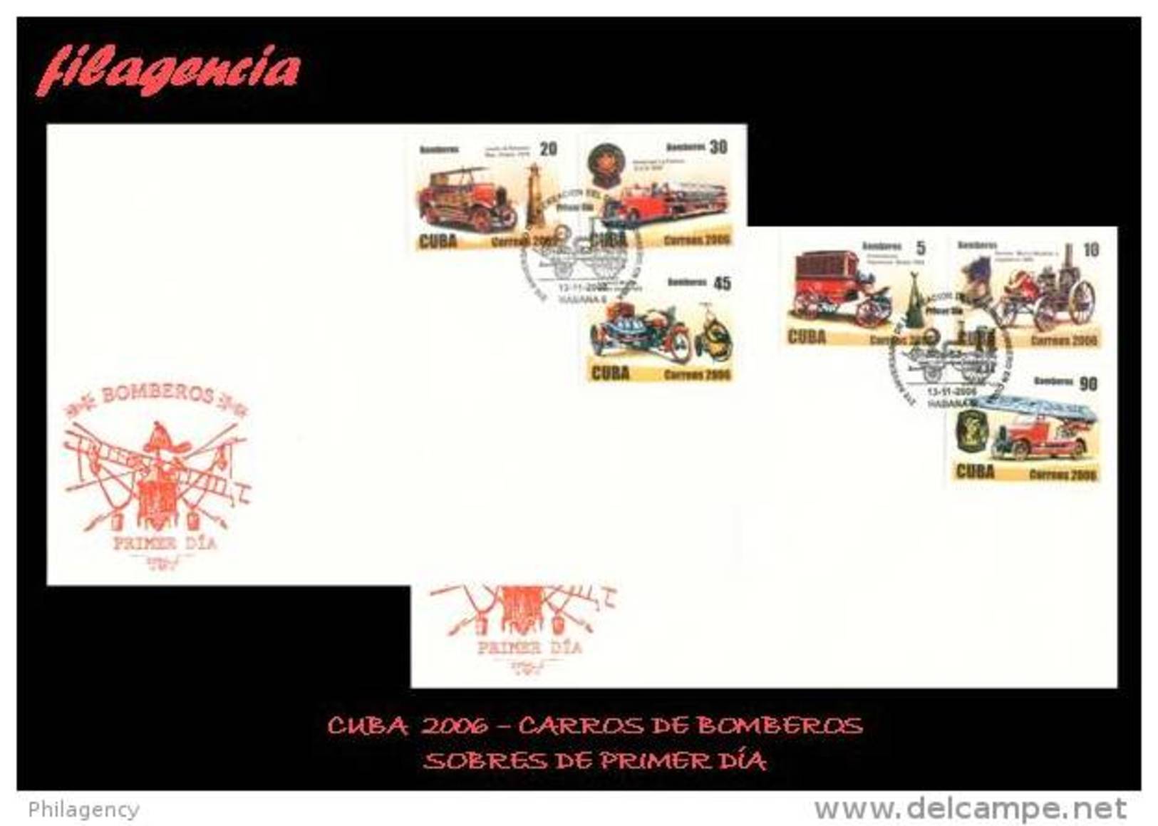 CUBA SPD-FDC. 2006-29 ANTIGUOS CARROS DE BOMBEROS - FDC