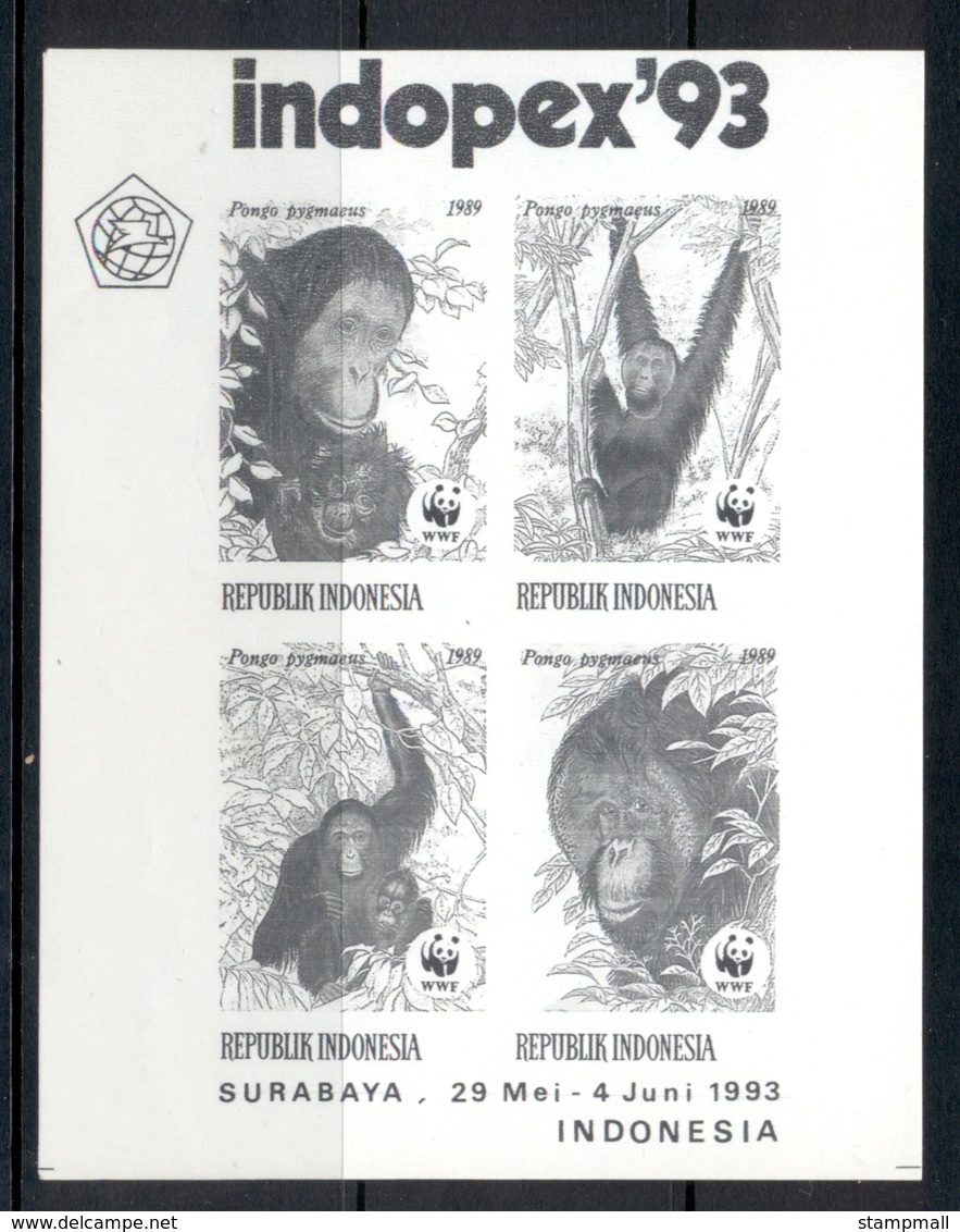 Indonesia 1989 WWF Orangutang Black Print Indopex MS MUH - Indonesia