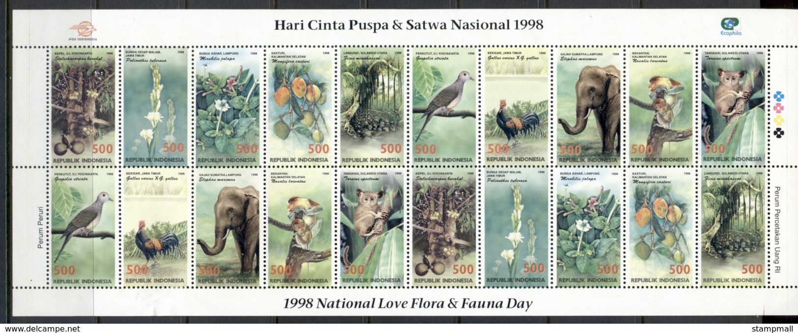 Indonesia 1998 Flora & Fauna (folded) Sheetlet MUH - Indonesia