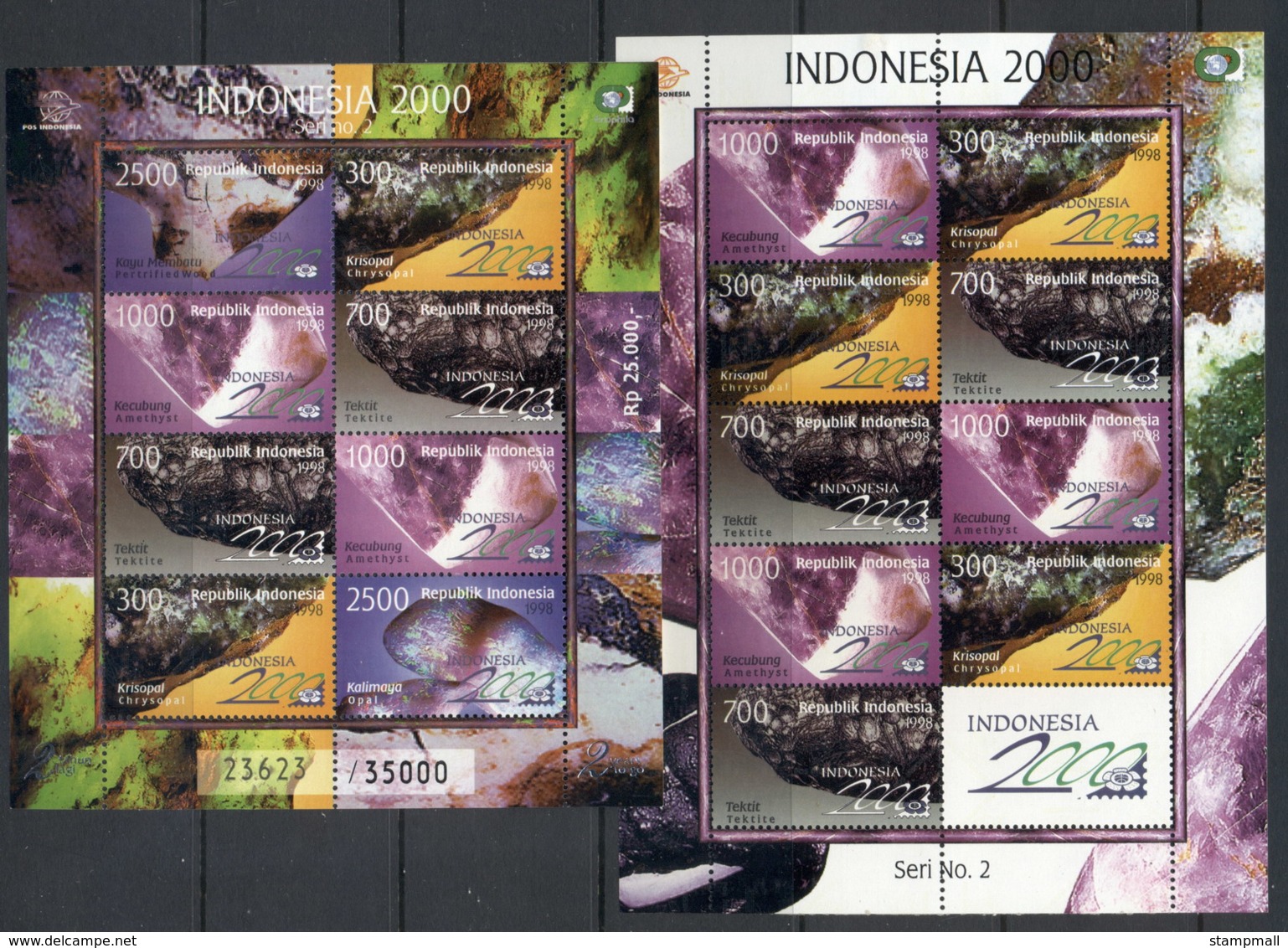 Indonesia 1998 Gemstones & Minetals 2x MS MUH - Indonesia