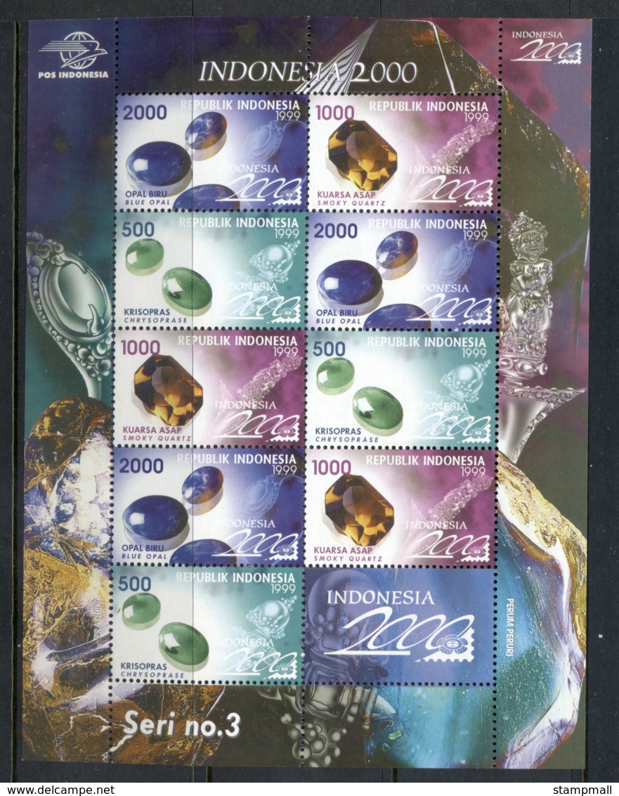 Indonesia 1999 Gemstones & Minerals MS MUH - Indonesia