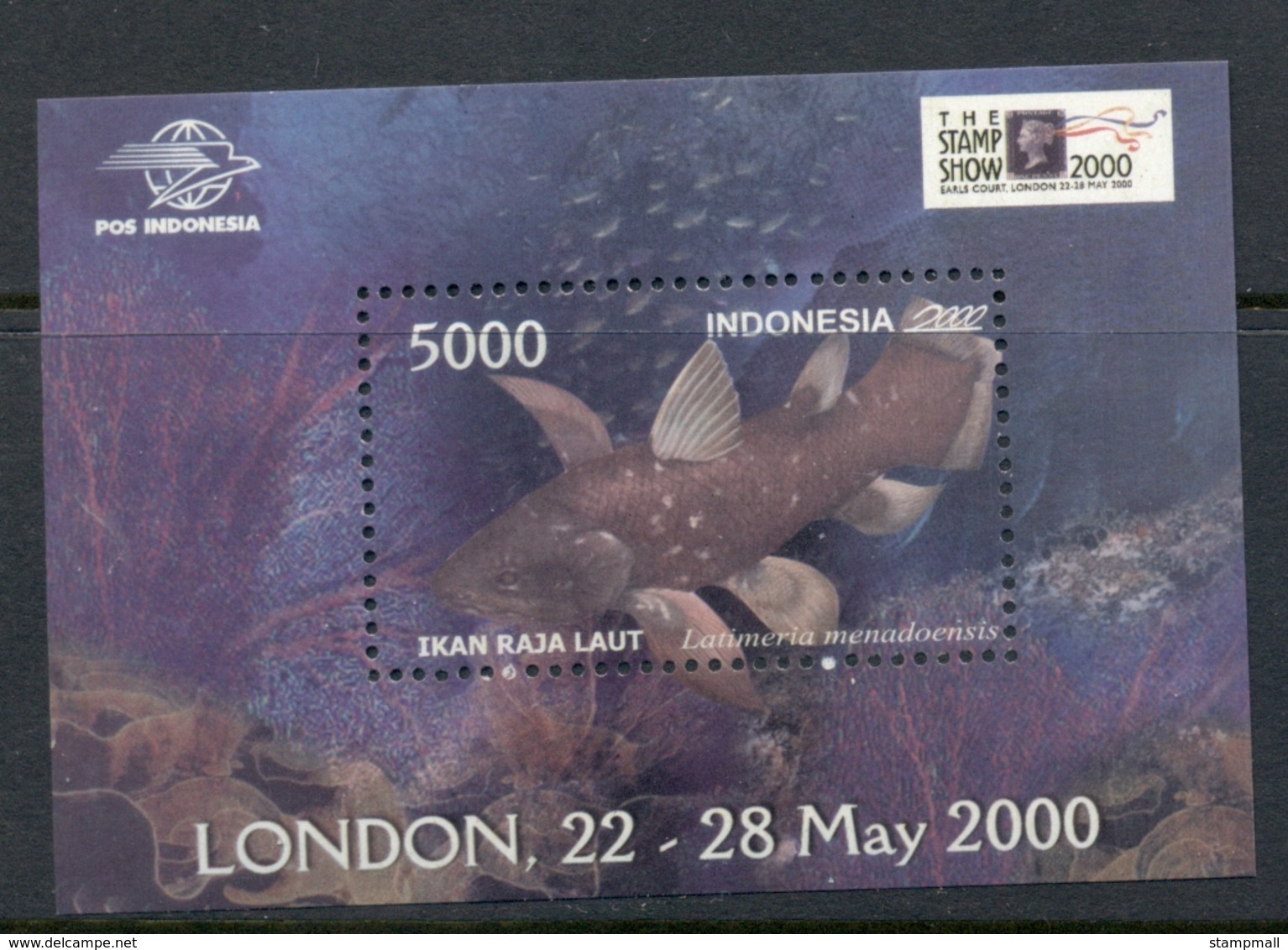 Indonesia 2000 London Stamp Show Fish MS MUH - Indonesia