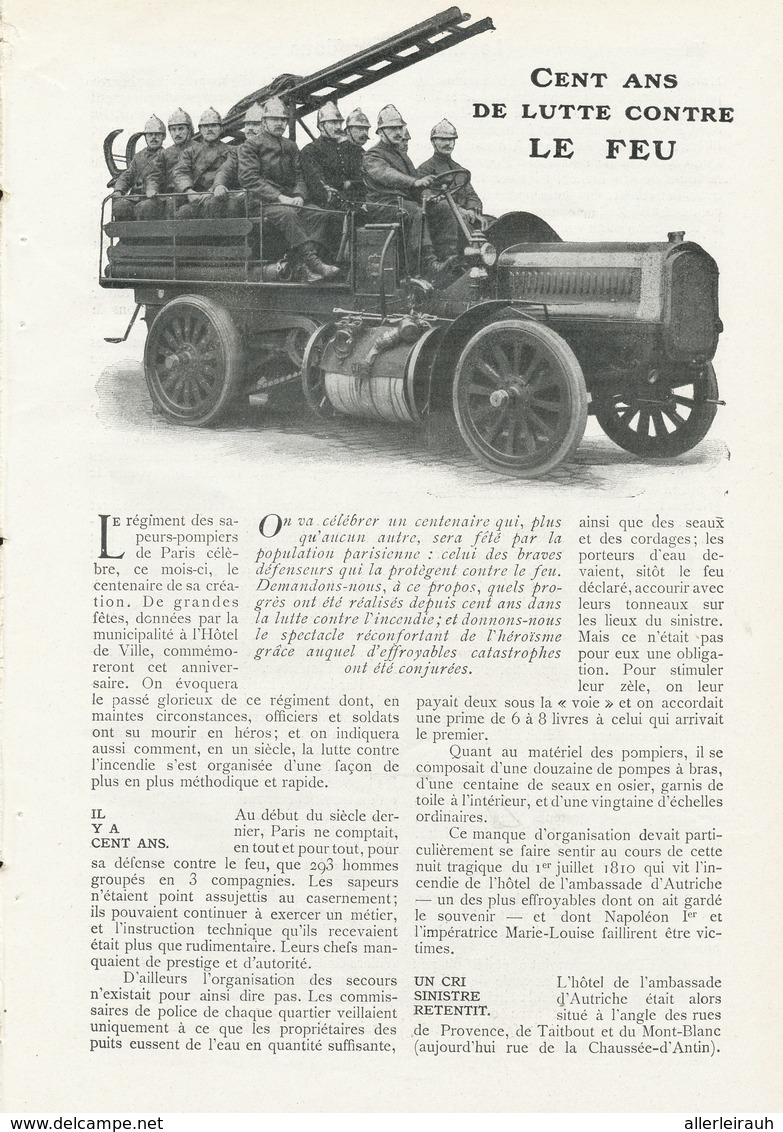 Cent Ans De Lutte Contre Le Feu/  Article , Pris D`un Magazine / 1911 - Altri & Non Classificati