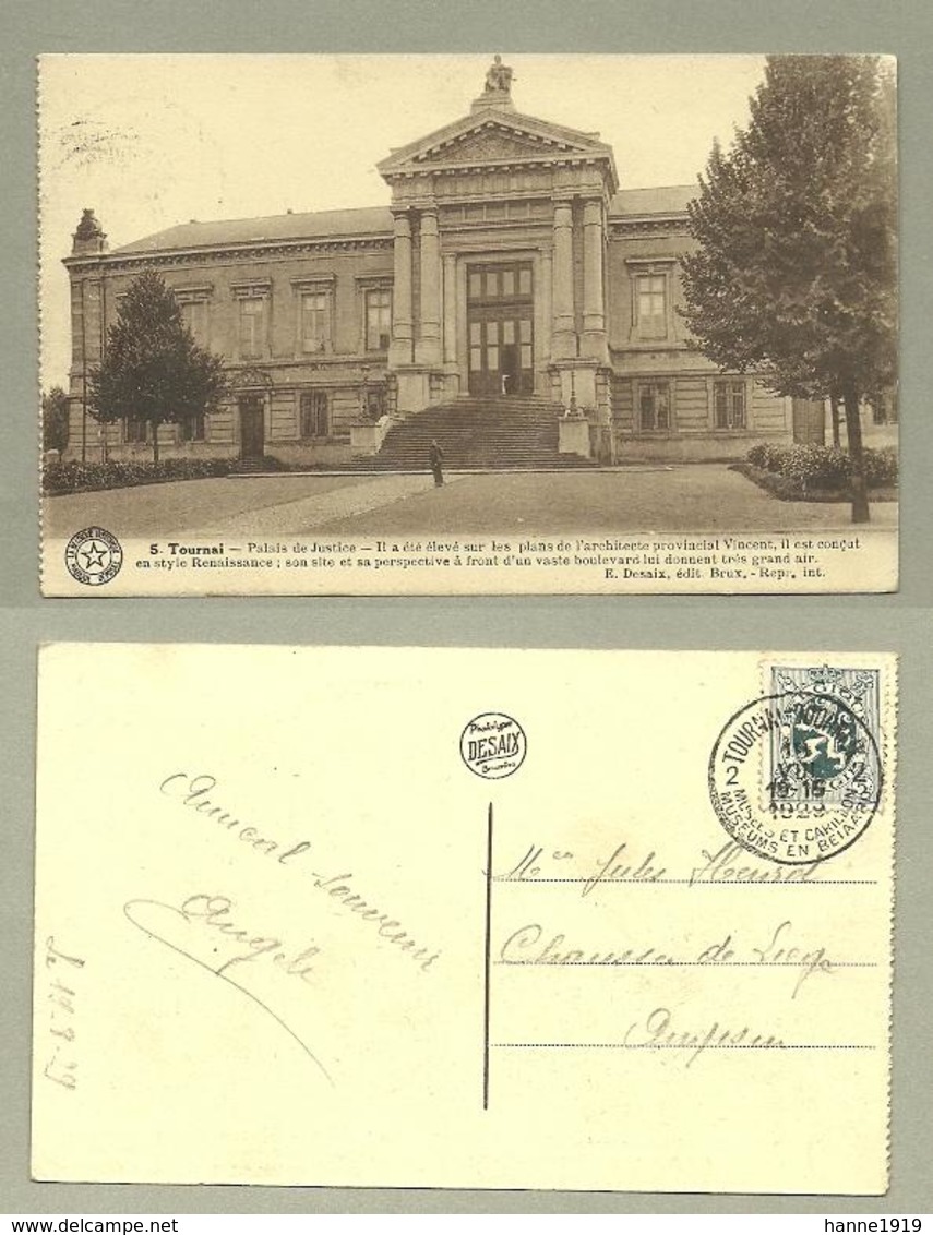 Tournai Palais De Justice Cachet Musees Et Carillon Museums En Beiaard 1929 - Tournai