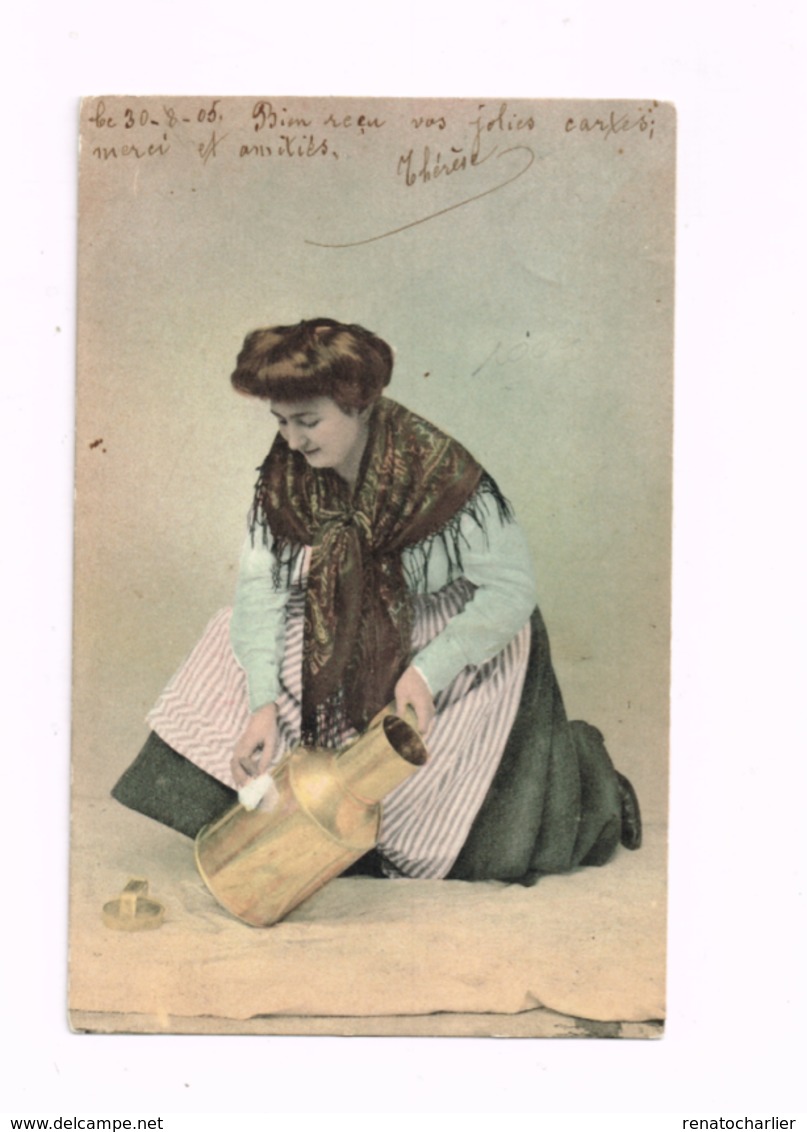 Femme Curant Un Pot à Lait.Expédié De Namur à FRaire (Walcourt) - Women