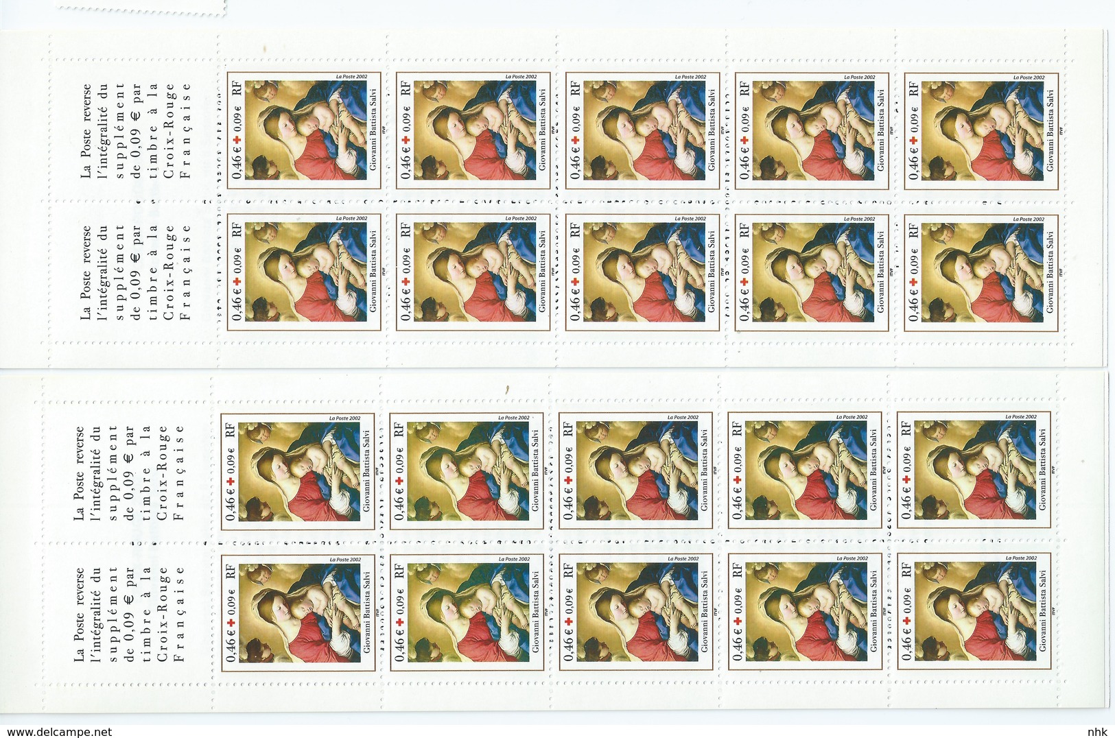 [17] Variété : Carnet N° 2051 Croix-rouge 2002 N°3531a Tableau Dédoublé  + Normal ** - Markenheftchen