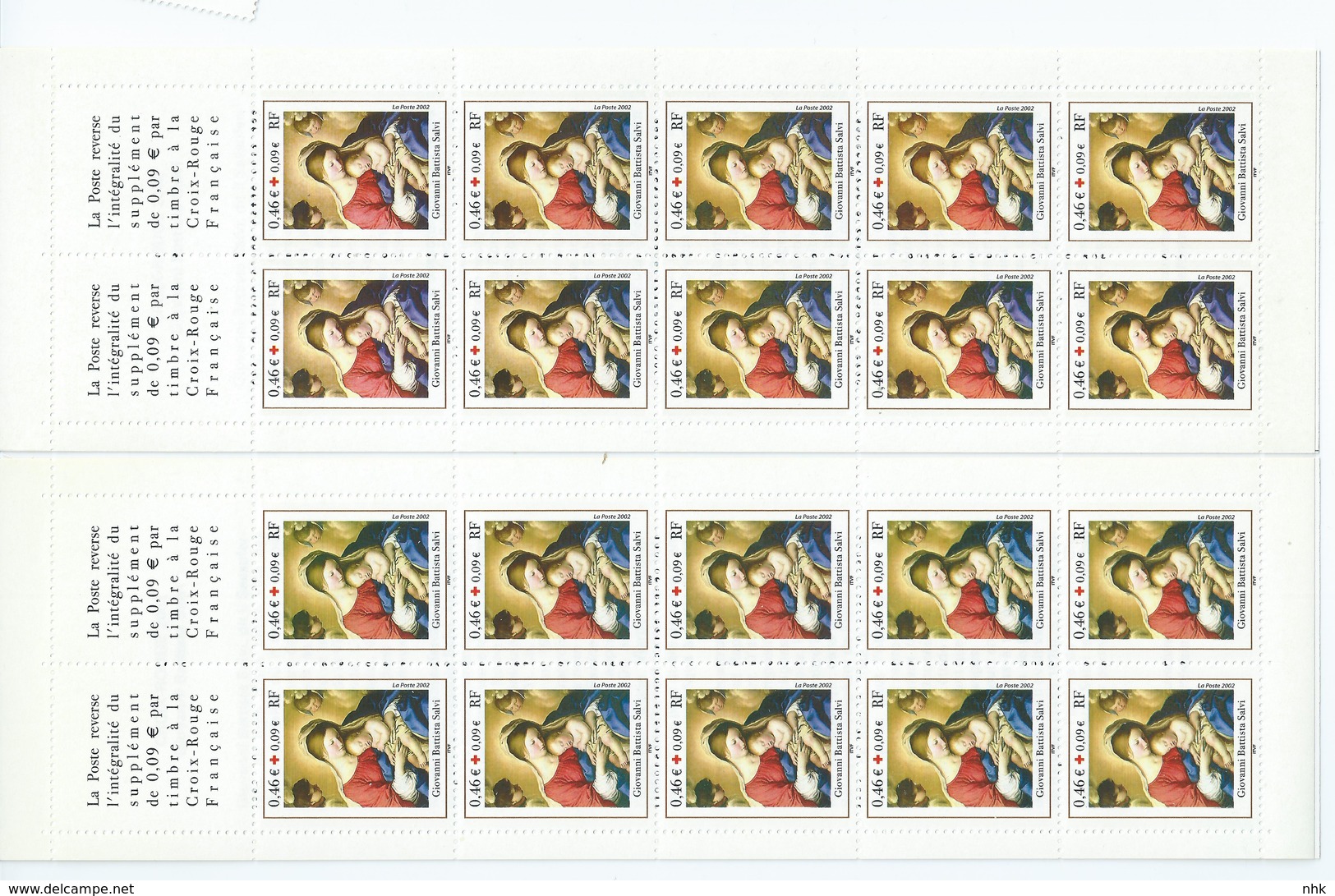 [17] Variété : Carnet N° 2051 Croix-rouge 2002 N°3531a Fond Brun Au Lieu De Jaune  + Normal ** - Carnets